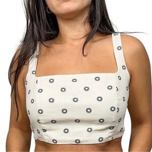 LOFT Beach Dotted Linen Cotton Square Neck Bralette